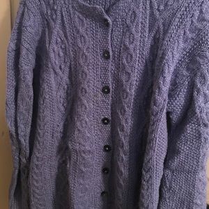 Mohair blue homemade hand knit cardigan